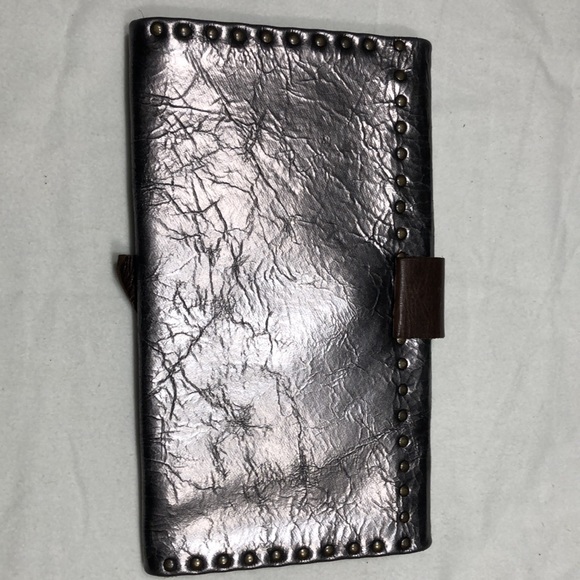 ReBel Double Oval Brass Clutch in Platinum Leather - Picture 3 of 12